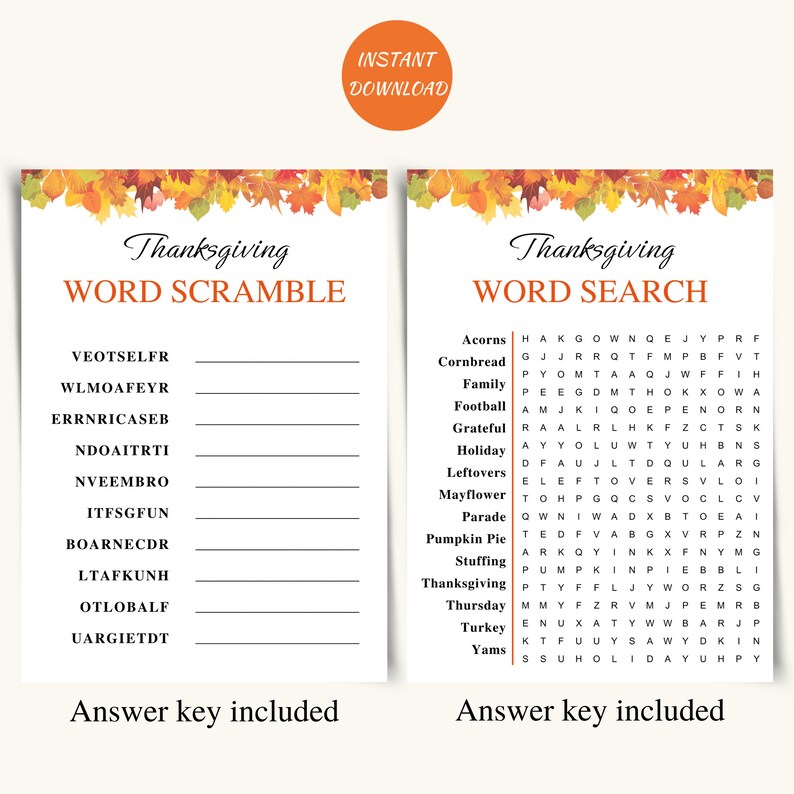 8 Printable Thanksgiving Party Games | Thanksgiving Dinner Games ...
