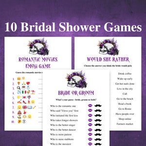 10 Printable Gothic Bridal Shower Games | Skull Bridal Shower Games | Halloween Bridal Shower Games | Gothic Wedding Shower Games | DOWNLOAD