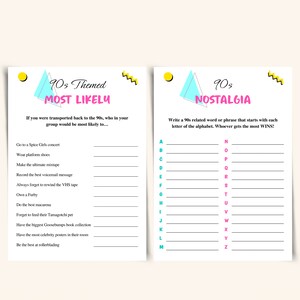 10 Printable 90s Themed Party Games | 90s Party Game Bundle | 90s ...