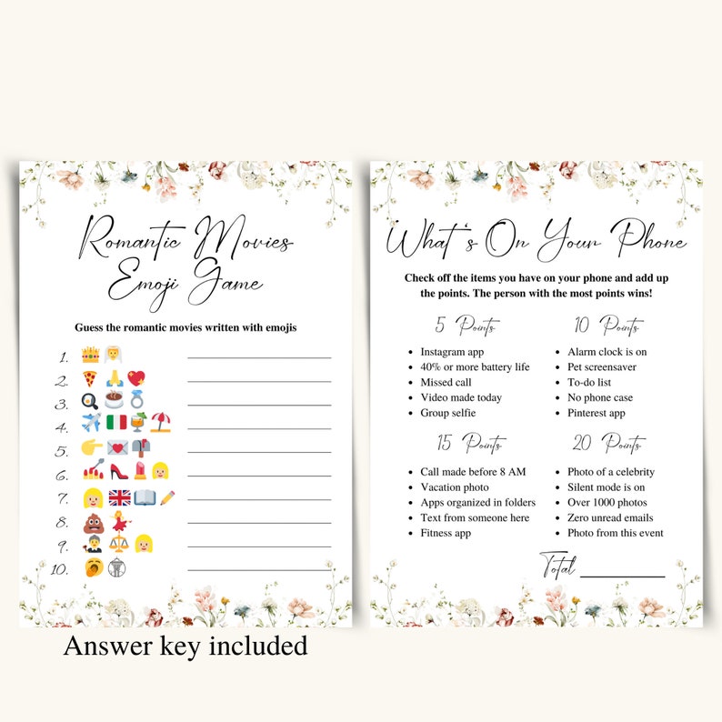 10 Printable Wildflower Same Sex Wedding Shower Games Same Sex Shower ...