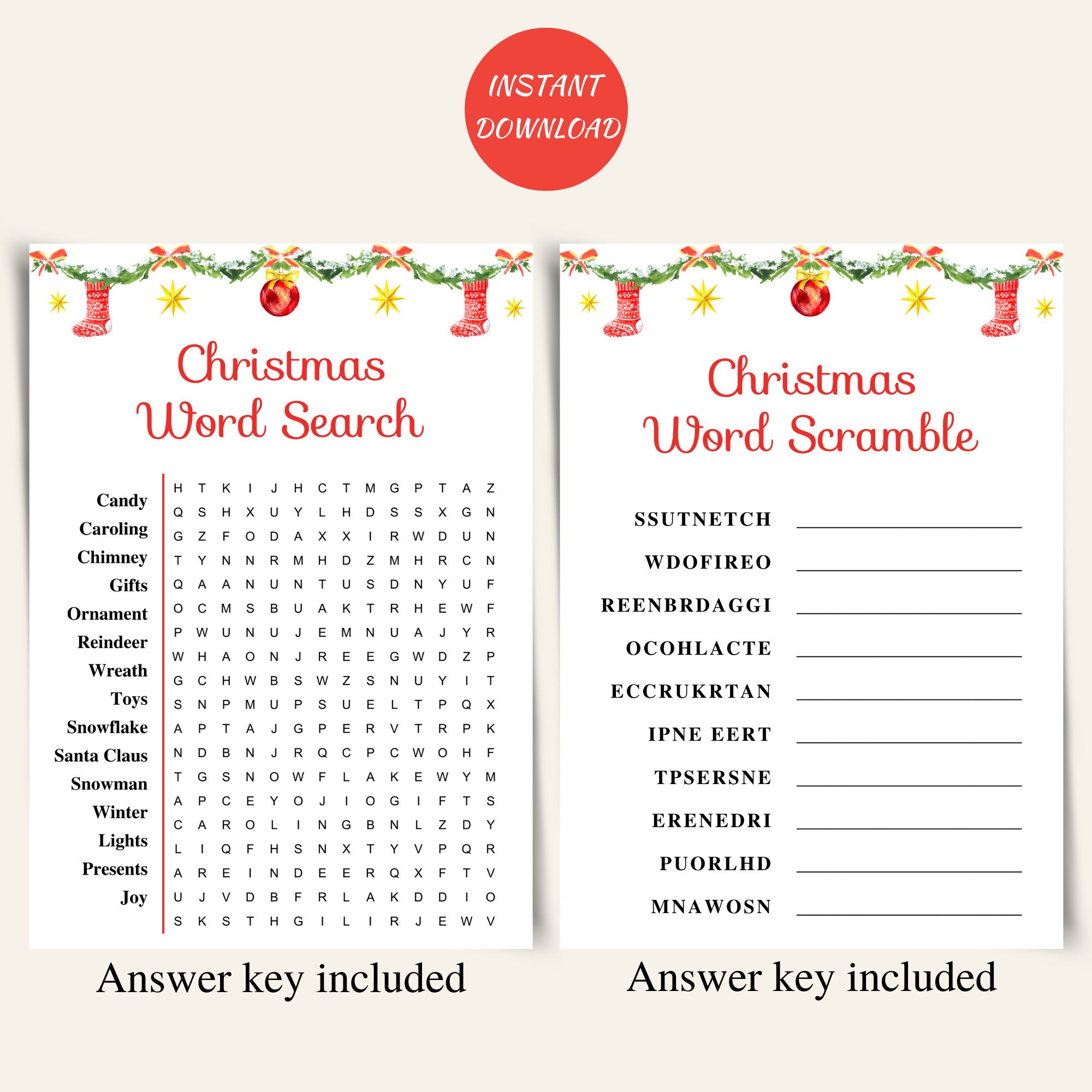 8 Printable Christmas Games Printable Xmas Game Pack Holiday - Etsy
