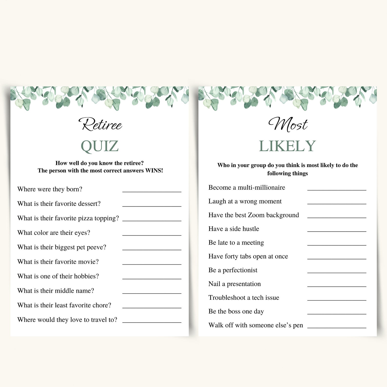 10 Printable Retirement Party Games Retirement Party Game Bundle Office ...