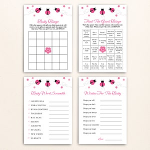 16 Printable Pink Ladybug Baby Shower Games | Ladybug Themed Baby ...