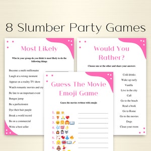8 Printable Slumber Party Games: Sleepover Games  DOWNLOAD