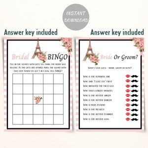 Printable Paris Bridal Shower Games Parisian Bridal Shower | Etsy