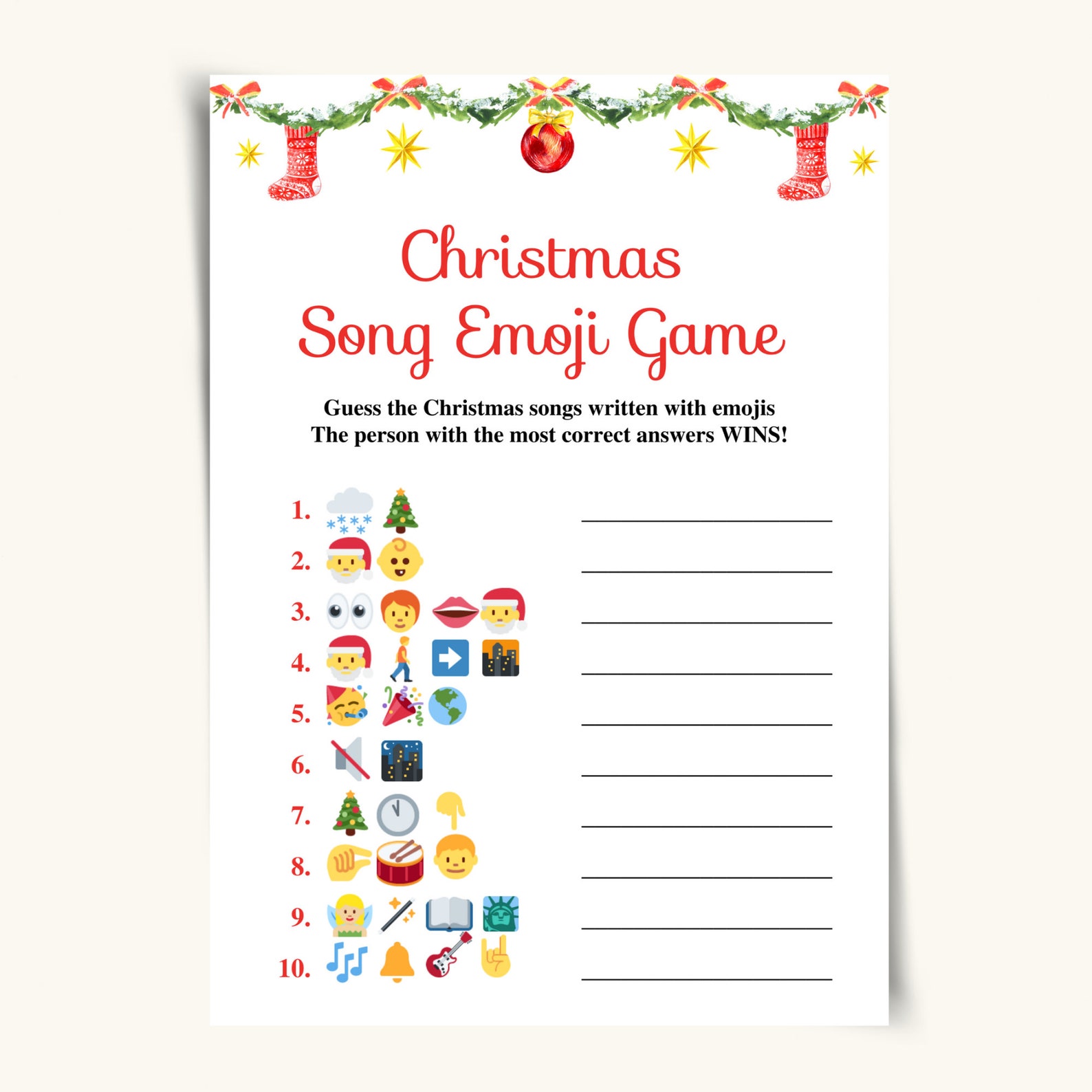 Printable Christmas Emoji Game, Christmas Party Game, Printable Xmas ...