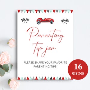 16 Printable Racing Baby Shower Table Signs | 8x10 Race Car Baby Shower Sign Bundle | Racing Themed Baby Shower Decorations | DOWNLOAD