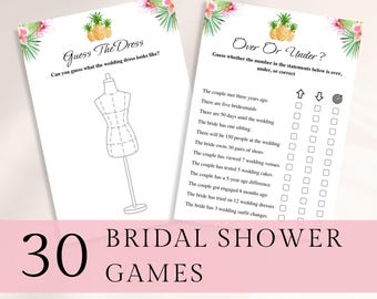 30 Printable Pineapple Bridal Shower Games, Tropical Bridal Shower Games, Luau Bridal Shower Games, Hawaii Wedding Shower Games, DOWNLOAD