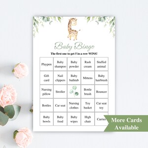 30 Tarjetas de Bingo para Baby Shower de Jirafa Imprimibles / Tarjetas de Bingo para Bebés Precargadas de 5x7'' / Juegos de Baby Shower en la Selva / DESCARGAR