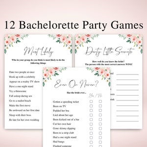 12 Printable R-Rated Floral Bachelorette Party Games, Pink Bachelorette Games, Boho Bachelorette Party Games, US Letter & A4