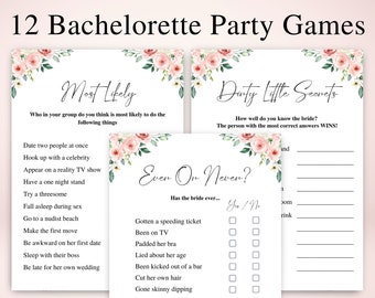 12 Printable R-Rated Floral Bachelorette Party Games, Bachelorette Games, Hen Party Games, US Letter & A4 DOWNLOAD