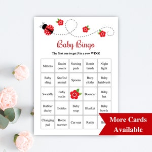 30 carte Bingo Baby Shower precompilate stampabili, Carte Bingo Baby Shower Ladybug, Giochi Baby Shower rossi, Baby Bingo precompilato DOWNLOAD