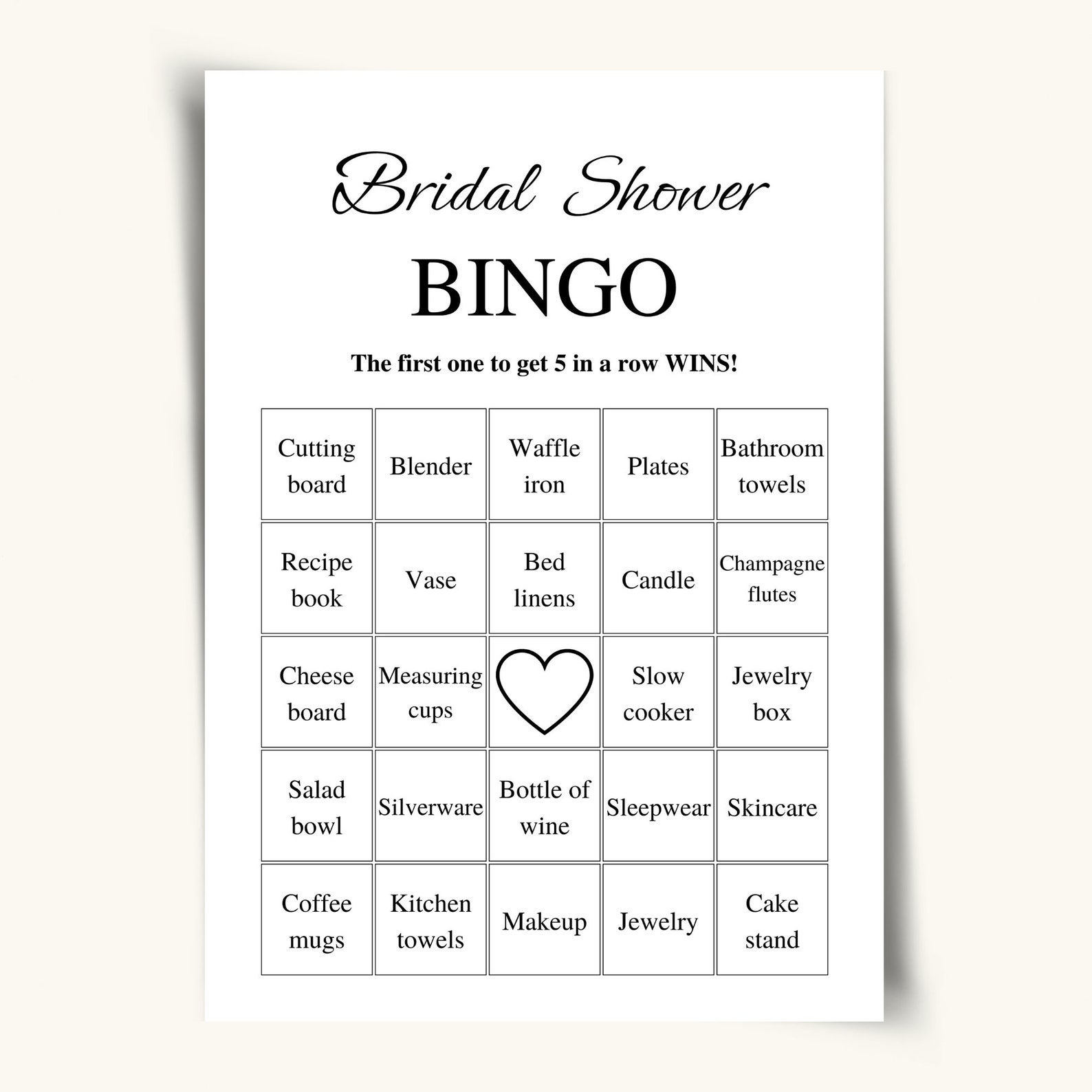 50 Printable Bridal Shower Bingo Cards, Prefilled Bridal Bingo Game Cards, Bridal Shower Gift