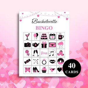 40 tarjetas de bingo de despedida de soltera imprimibles / Bingo de imágenes de despedida de soltera / Juegos de despedida de soltera limpios / Carta de EE. UU. y A4 incluidos DESCARGAR