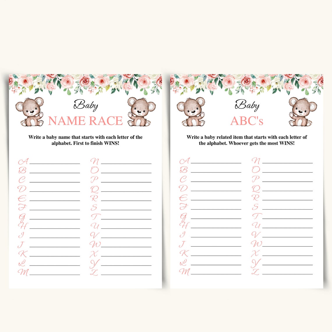 14 Printable Twin Baby Shower Games Twin Girls Baby Shower - Etsy