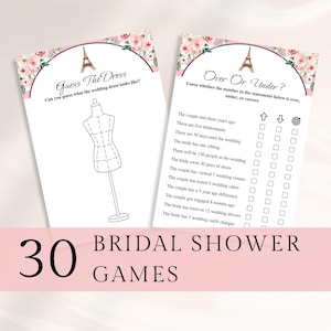 Printable Paris Bridal Shower Games: Parisian Theme, 30 Game Bundle (US Letter & A4 DOWNLOAD)