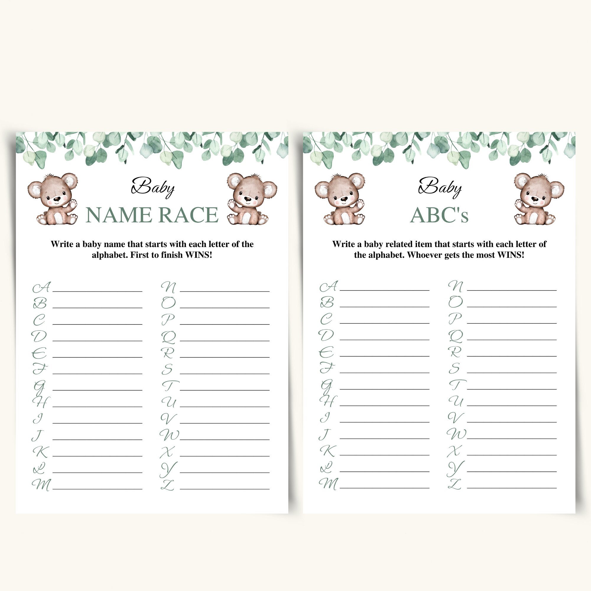 14 Printable Twin Baby Shower Games Twin Boy and Girl Baby - Etsy
