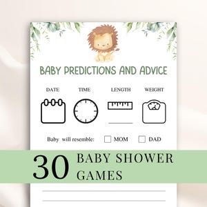 30 Printable Lion Baby Shower Games, Jungle Baby Shower Games, Safari Baby Shower Games, Safari Animals Baby Shower Games, DOWNLOAD image 1