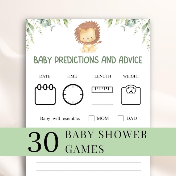30 Printable Lion Baby Shower Games, Jungle Baby Shower Games, Safari Baby Shower Games, Safari Animals Baby Shower Games, DOWNLOAD