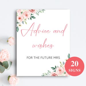 20 afdrukbare bloemen vrijgezellenfeestborden | 8 x 10'' vrijgezellenfeest tafelborden + receptenkaart, kaart met advies en wensen, kaart met datumideeën | DOWNLOAD