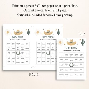 100 Printable Western Baby Shower Bingo Cards: Prefilled Baby Shower Gift Bingo, Country Baby Shower, Cowboy Baby Shower Games DOWNLOAD image 4
