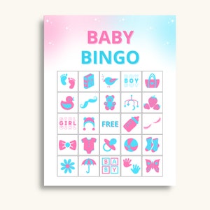 30 Printable Gender Reveal Bingo Cards | Gender Reveal Picture Bingo ...