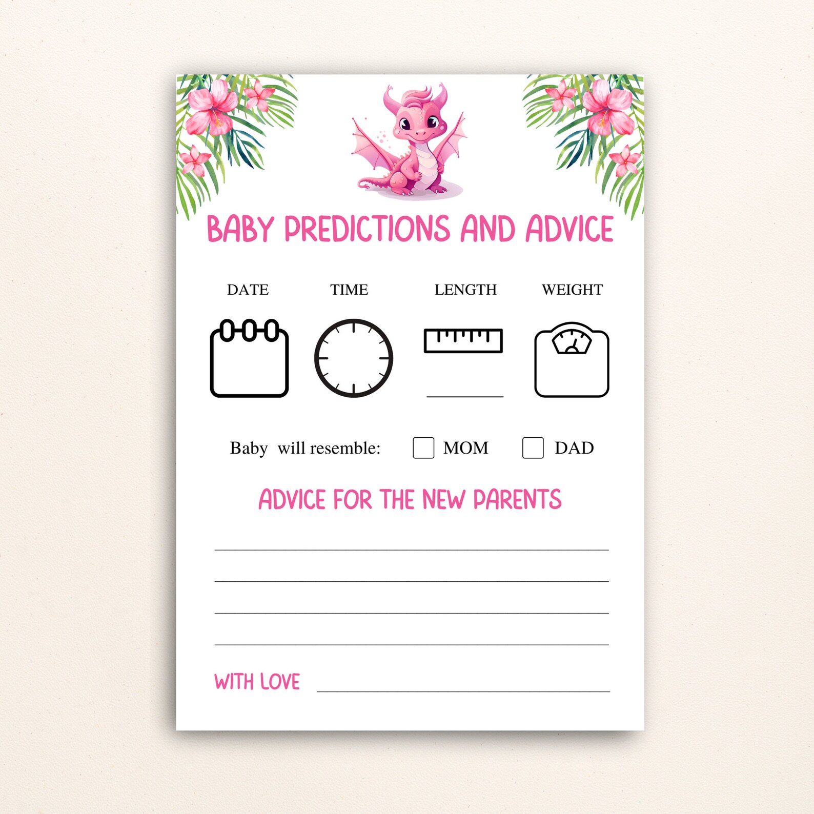 16 Printable Pink Dragon Baby Shower Games | Girl Dragon Baby Shower ...