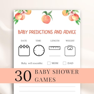 30 Printable Sweet As A Peach Baby Shower Games: Little Peach Baby Shower Game Bundle, Fruit Baby Shower Games, DOWNLOAD
