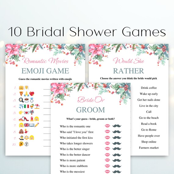 10 Printable Winter Bridal Shower Games Christmas Bridal - Etsy