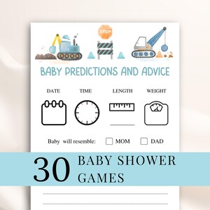 30 Printable Under Construction Baby Shower Games: Truck Baby Shower Game Bundle, Boy Baby Shower Games, DOWNLOAD