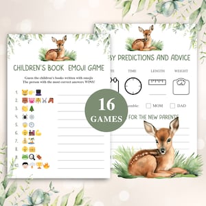 16 Printable Deer Baby Shower Games | Oh Deer Baby Shower Game Bundle | Woodland Baby Shower Games | DOWNLOAD