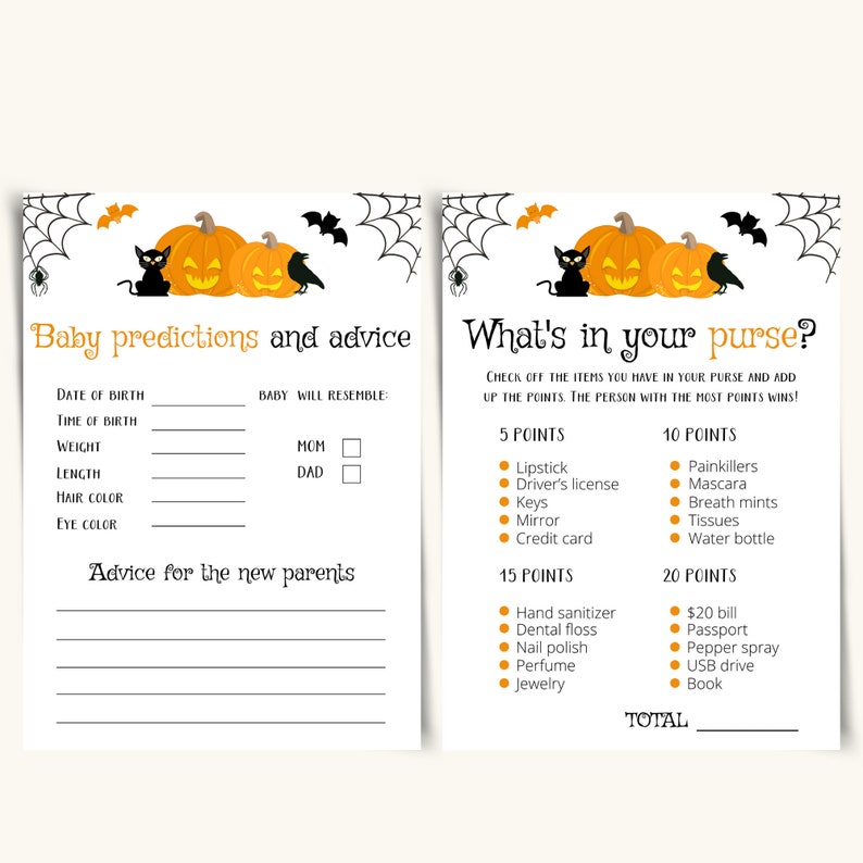 Printable Halloween Baby Shower Games 5x7 Halloween Baby - Etsy