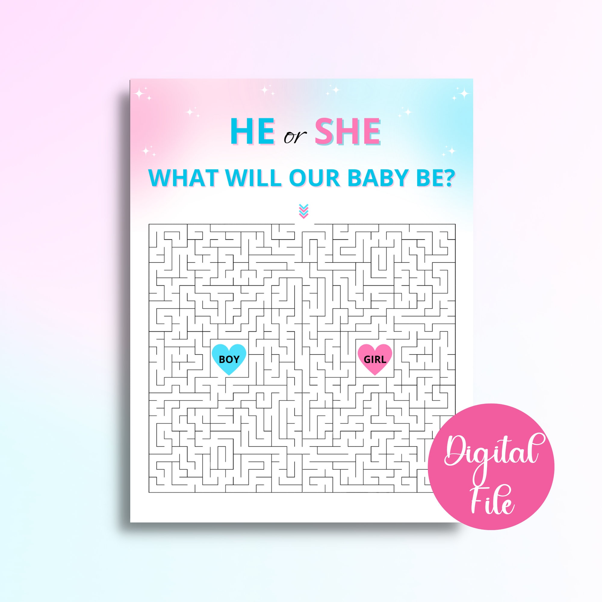 Printable Gender Reveal Maze | Gender Reveal Labyrinth | Blue and Pink Gender Reveal Games | US Letter Size & A4 Included | DOWNLOAD - Etsy printable-gender-reveal-maze-gender-reveal-labyrinth-blue-and-pink-gender-reveal-games-us-letter-size-a4-included-download-etsy
