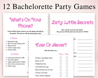 12 Printable R-Rated Hot Pink Bachelorette Party Games | Bachelorette Games | Hen Party Games | US Letter & A4 DOWNLOAD