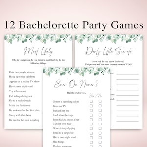 12 Printable R-Rated Greenery Bachelorette Party Games, Eucalyptus Bachelorette Games, Green Bachelorette Party Games, US Letter & A4