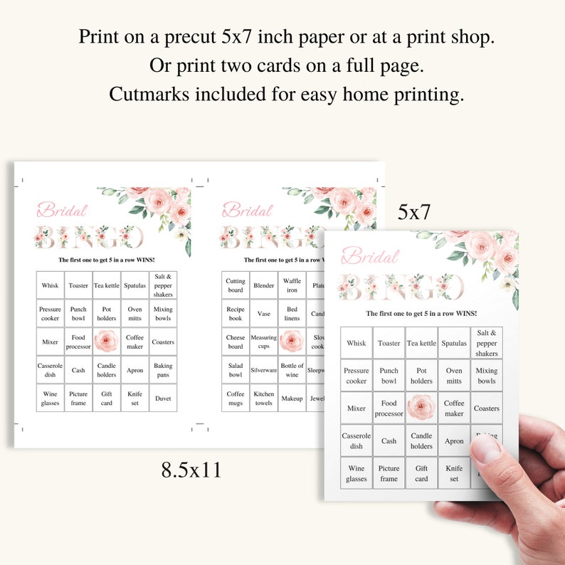 50 Printable Bridal Shower Bingo Cards, Prefilled Bridal Bingo Game Cards, Bridal Shower Gift