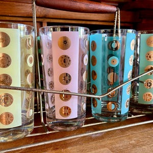 Fred Press Starburst Highball Gläser: Mid Century Modern Barzubehör Set
