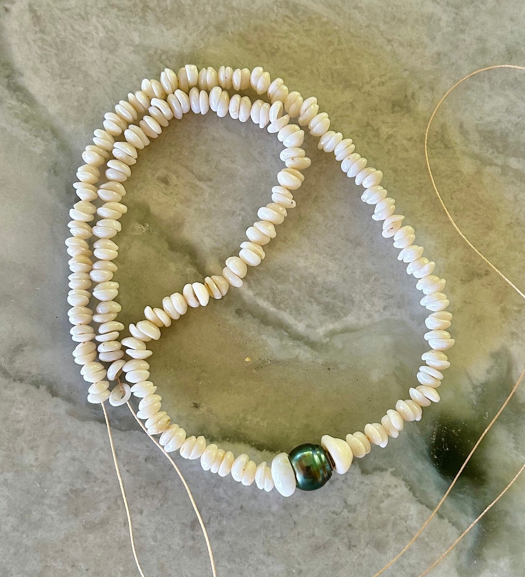 Authentic Hawaiian Puka Shell Necklace: Tahitian Pearl, Dainty Beach ...