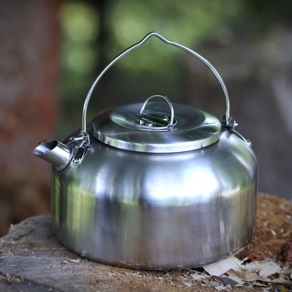 stainless steel campfire kettle - no plastic, no rust - perfect for bushcraft and outdoor cooking