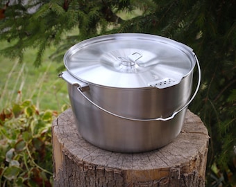 Bushcraft Edelstahltopf 5L mit Deckel | Robuster Lagerfeuertopf für Waldläufer | Outdoor Kochtopf 18/8 Edelstahl