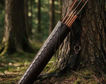 Handmade Leather Quiver | Half-Round Bushcraft Archery Holder (Sheepskin Lining)