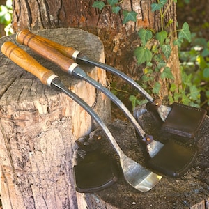 Hand-Forged Swan Neck Gouge 50mm | Carbon Steel Wood Carving Chisel, Ash Handle, Leather Sheath