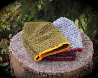 100% Wool Hand-Crocheted Hat – Needle-Tying Look, Viking Garb, Bushcraft Outdoor Gear