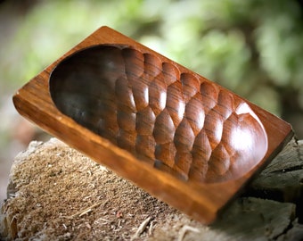 rustic hand-carved wooden bowl