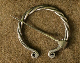 Hand-Forged Carbon Steel Celtic Brooch, Viking Spiral Cloak Pin