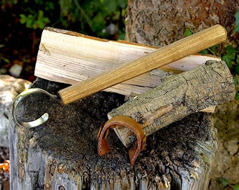 Hand-Forged Scorp Knife | 52100 Carbon Steel, Ash Wood Handle, Leather Sheath