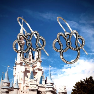 Minnie Mouse Inspired Sterling Silver 925. In Love Dangle Earrings