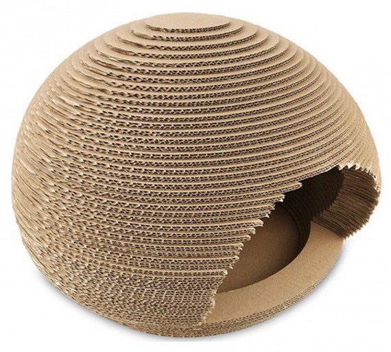 Cardboard scratch top house for cats
