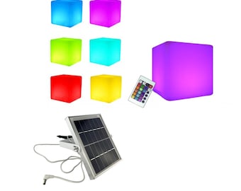 7even Solar LED Design Cube 40 / light cube seat / indoor & outdoor / battery, solar charger, remote control