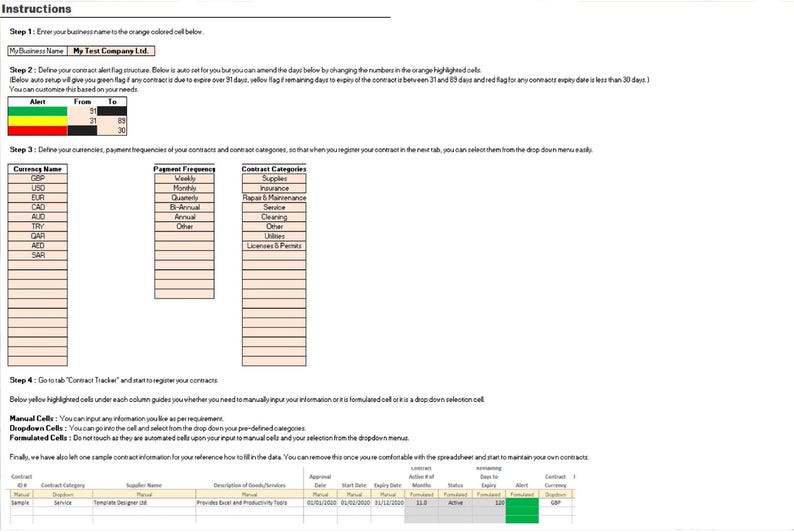 Contract Management - Tracker (excel) - Manage Your Business/vendor ...